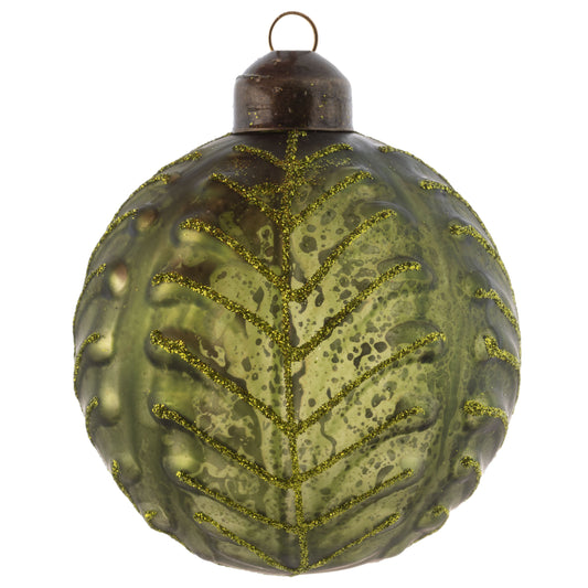 Tree Glitter Sage Mercury Glass Ornament