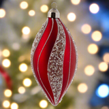 White Bead Striped Red Ornament