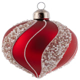 Drop white bead striped red ornament