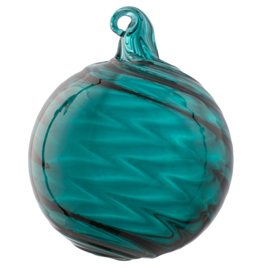 Ball Swirl Glass Teal Ornament