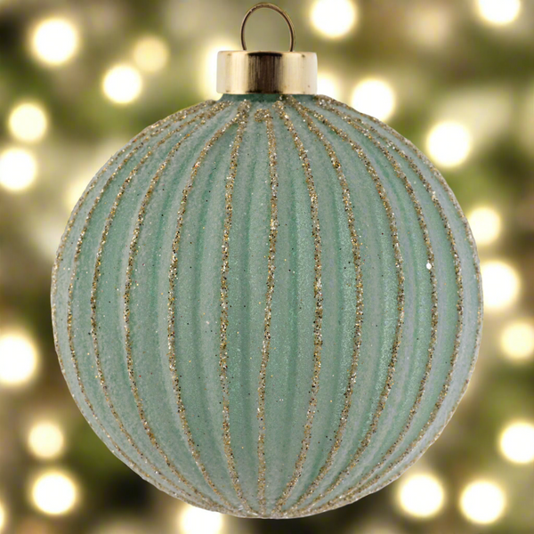 Gold Glitter Fluted Seafoam Ornament