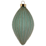 Teardrop gold glitter fluted seafoam ornament