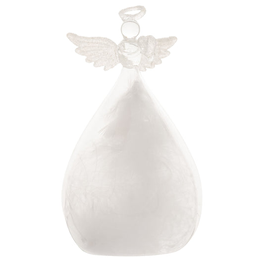 Large Feather Angel Glass Ornament