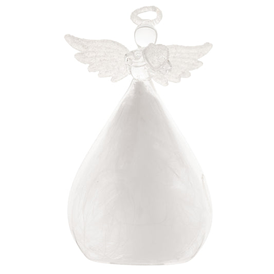 Small Feather Angel Glass Ornament