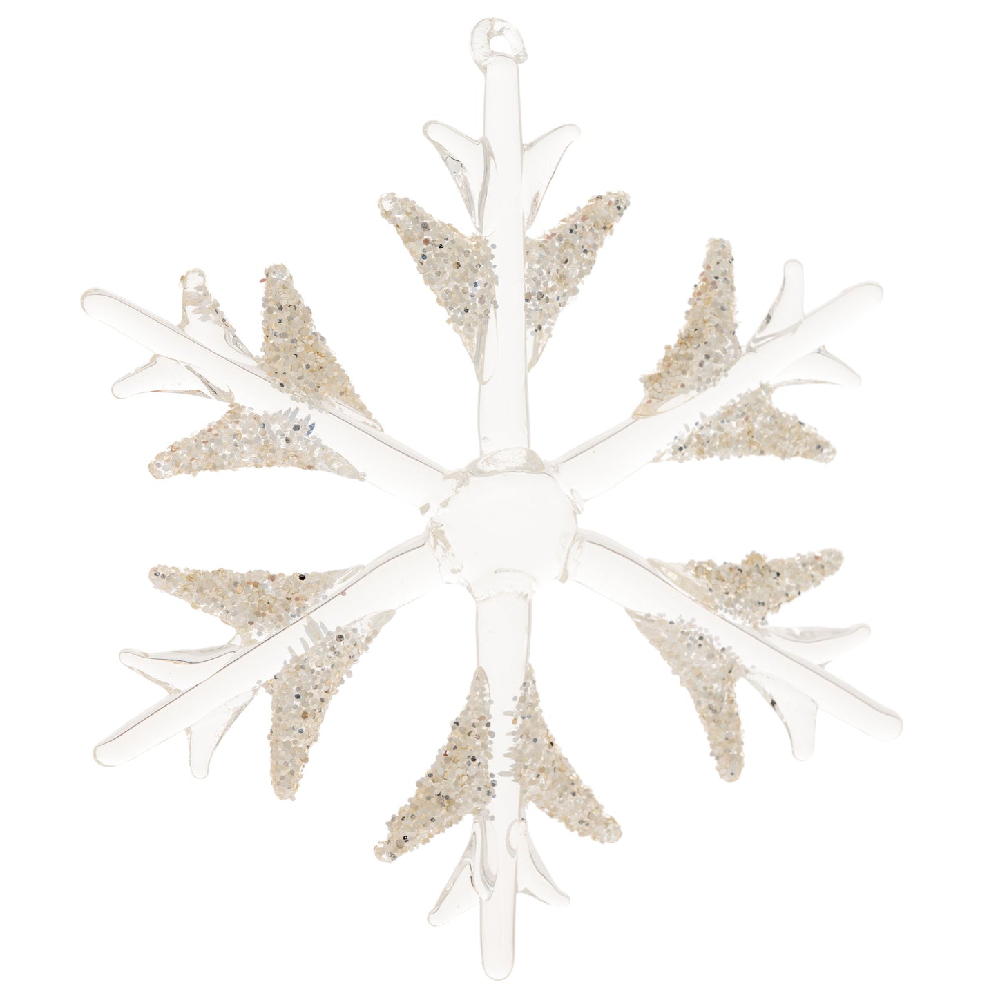 Large Spike Snowflake Glass Ornament