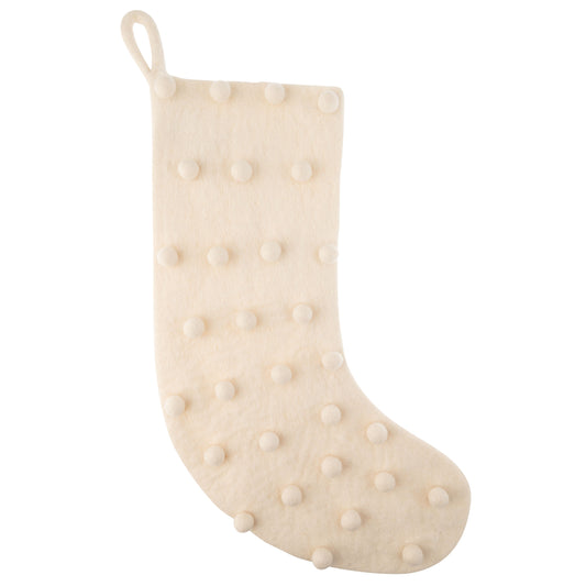White Felt Pom Pom Stocking