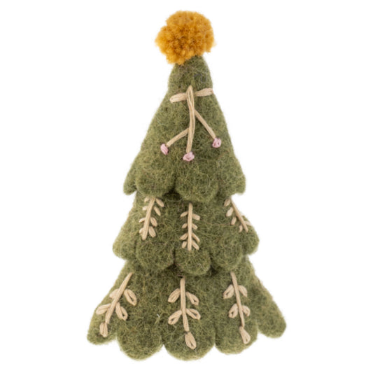 Green Scandi Tree Felted Ornament