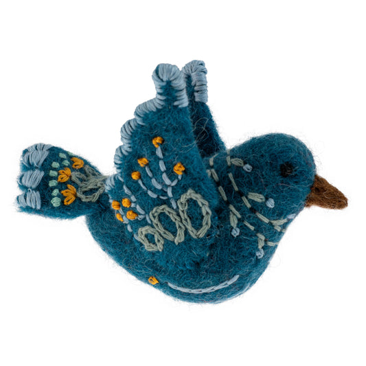 Blue Scandi Bird Felted Ornament