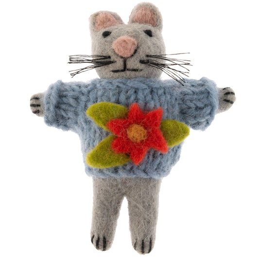 Gray Holiday Sweater Cat