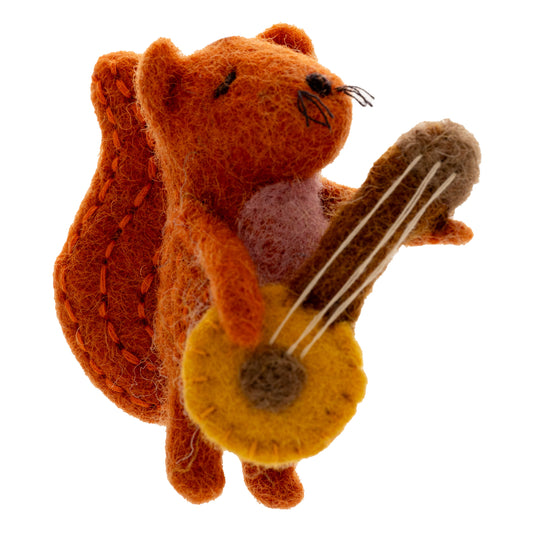 Banjo Squirrel Felt Ornament