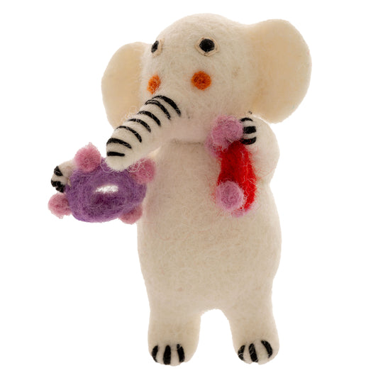 Tambourine Elephant Felt Ornament
