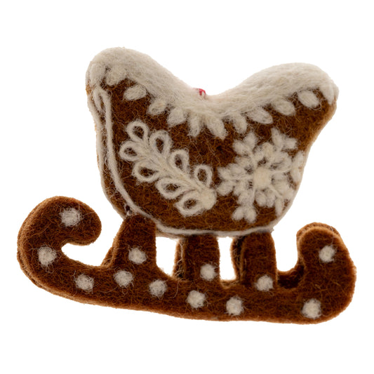 Gingerbread Sleigh Felt Ornament