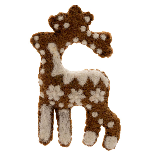 Gingerbread Deer Felt Ornament