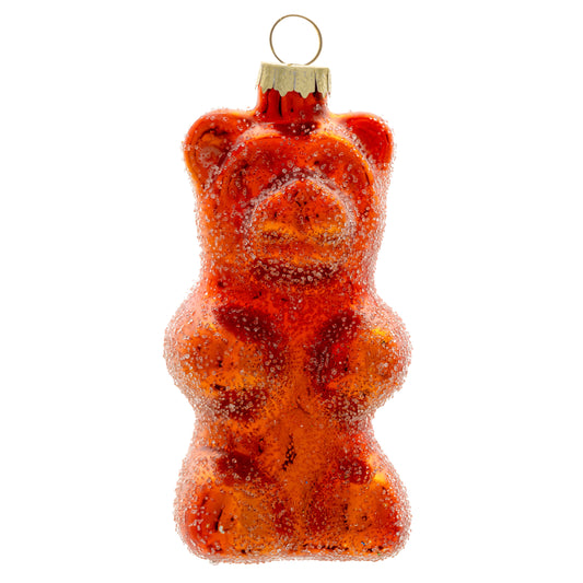 Orange Sour Gummy Bear Glass Ornament