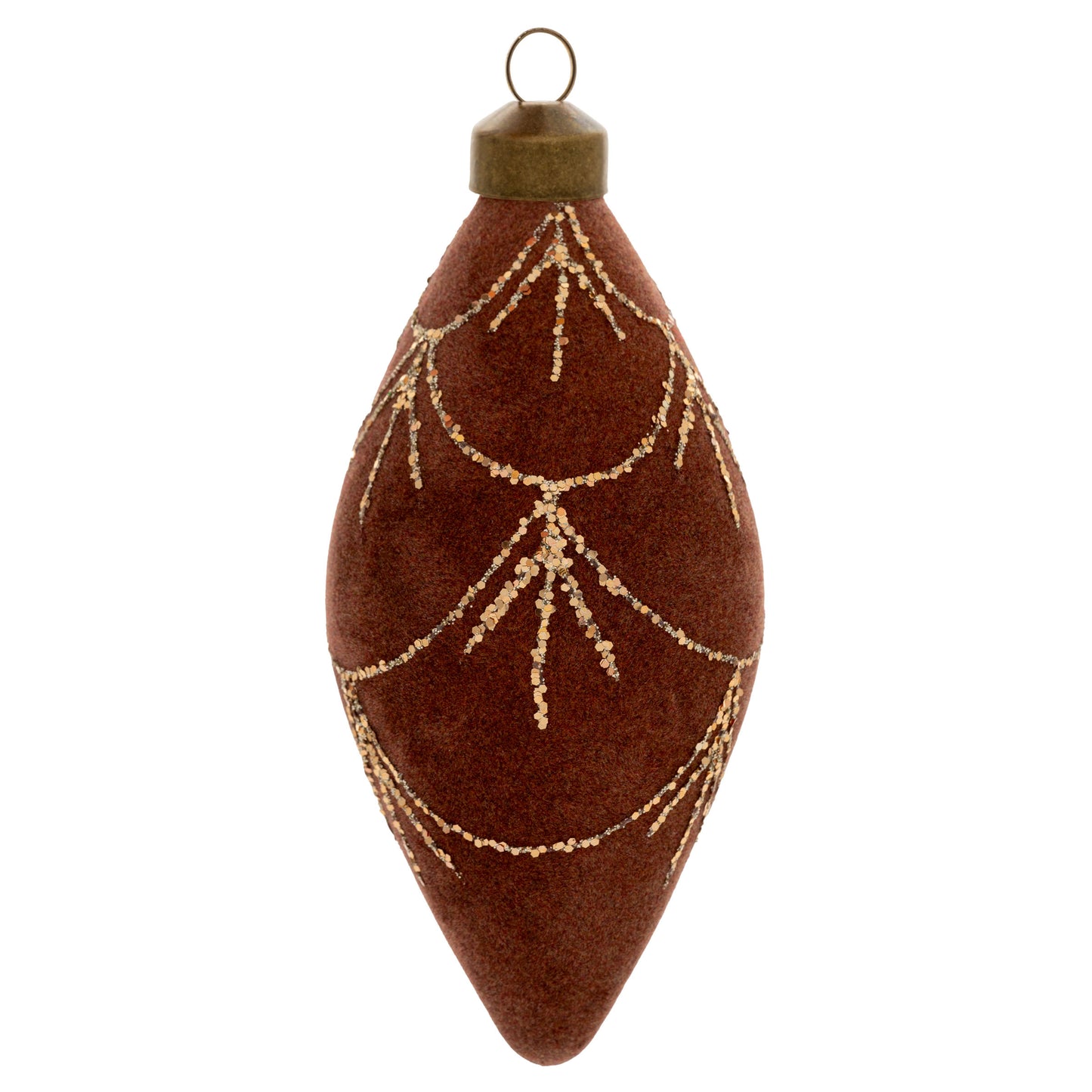 Felted Deco Teardrop Glass Ornament Brown