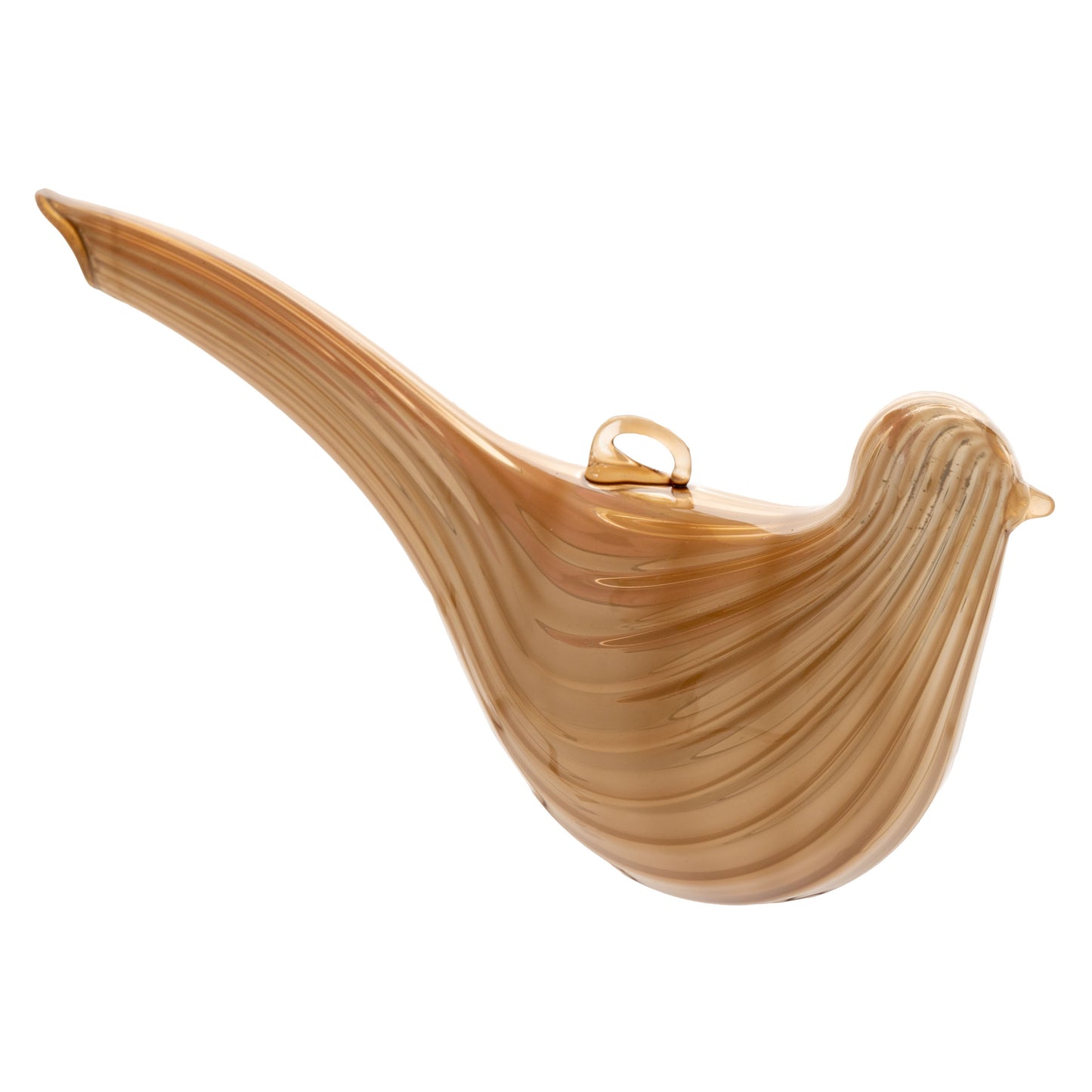 Champagne Fluted Tail Bird Glass Ornament