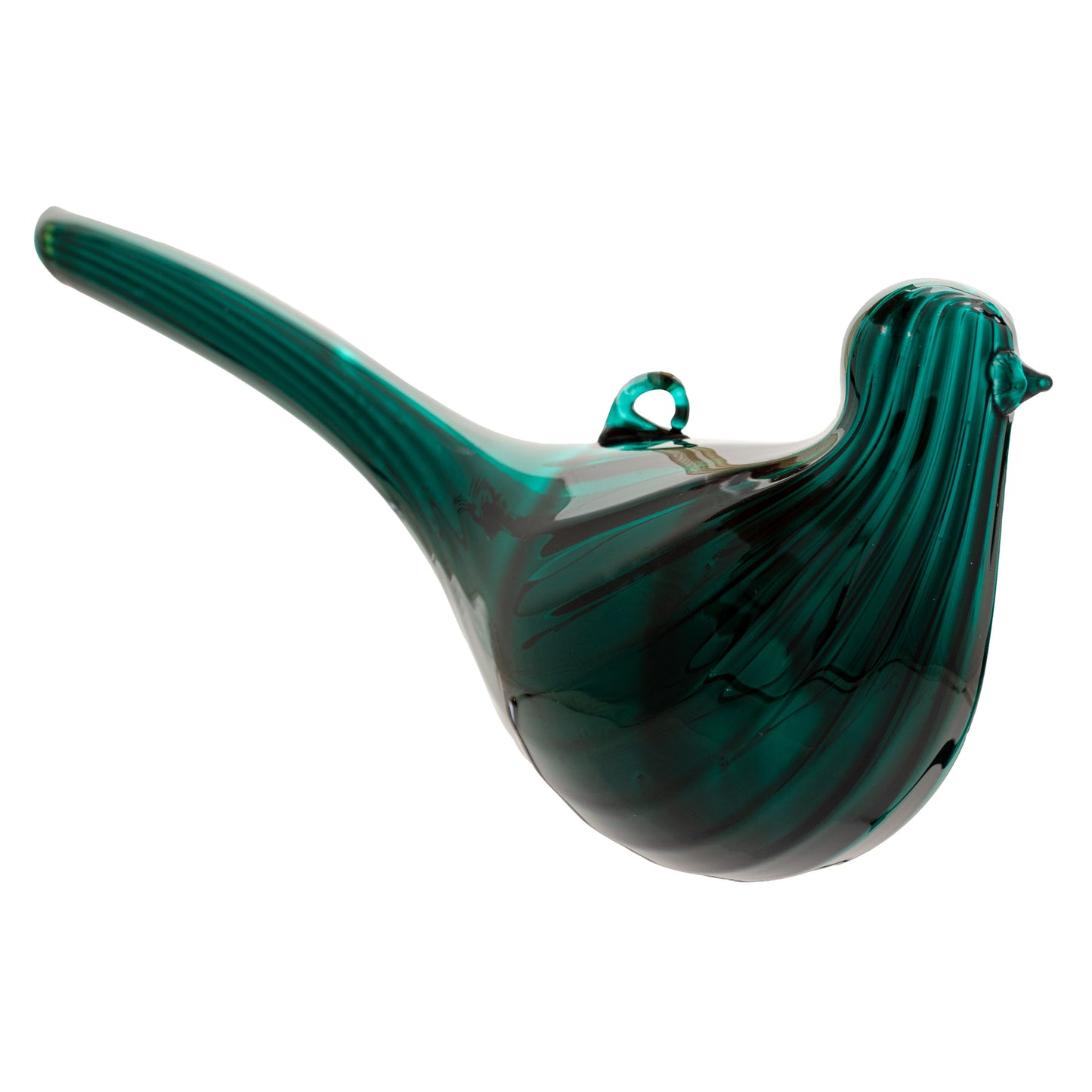 Teal Fluted Tail Bird Glass Ornament