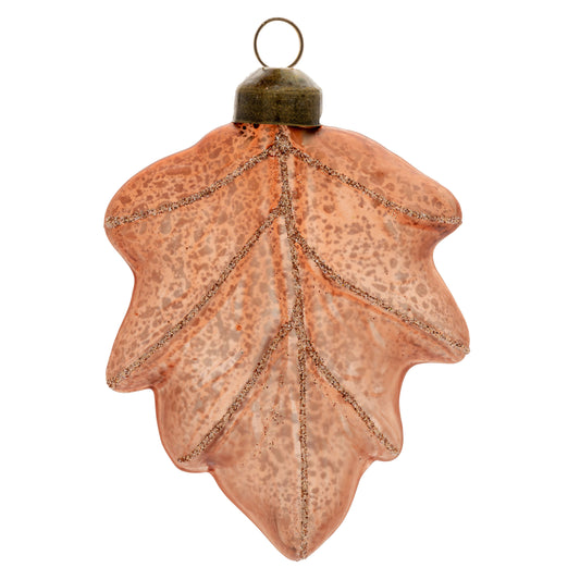 Brown Leaf Mercury Glass Ornament