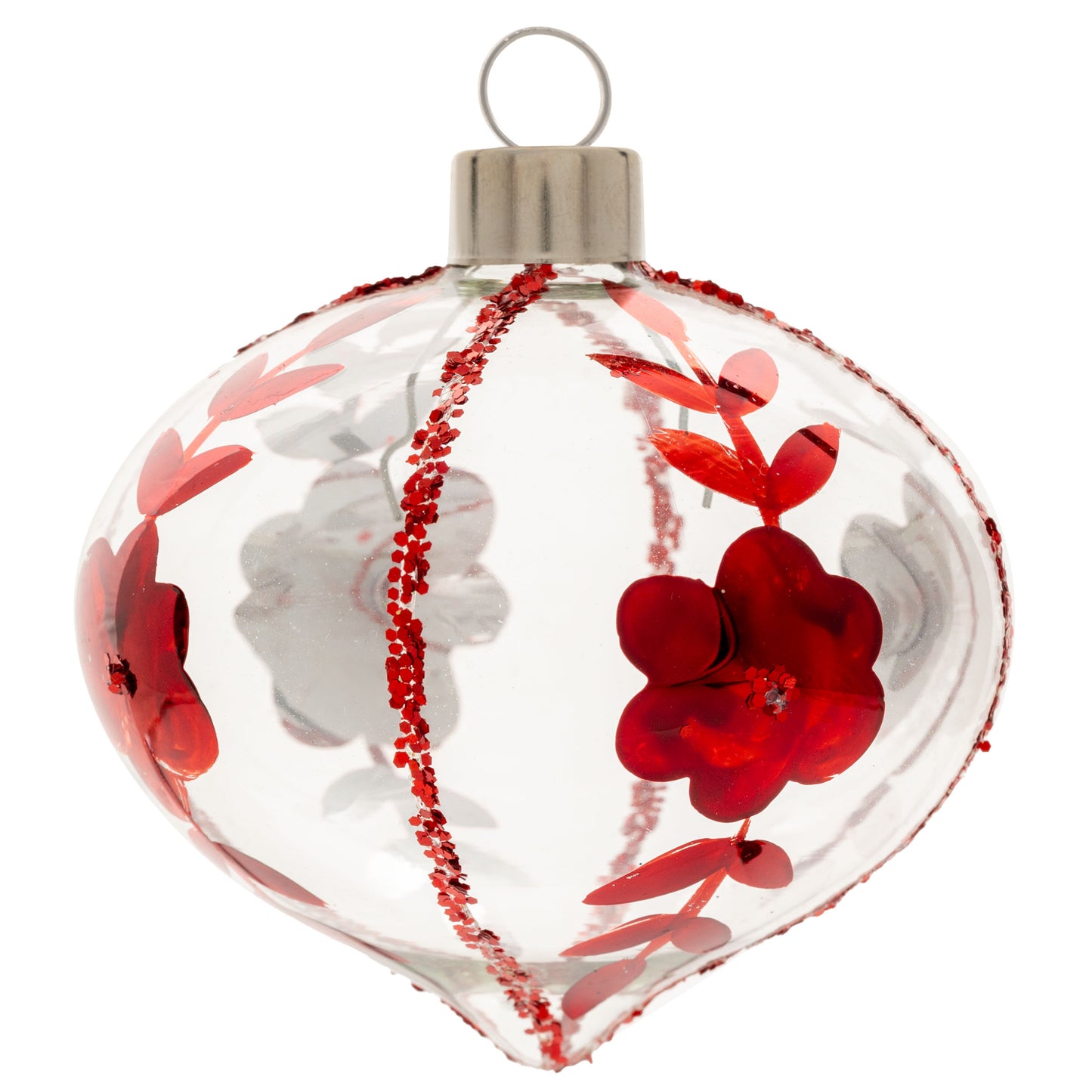 Clear Poinsettia Drop Glass Ornament