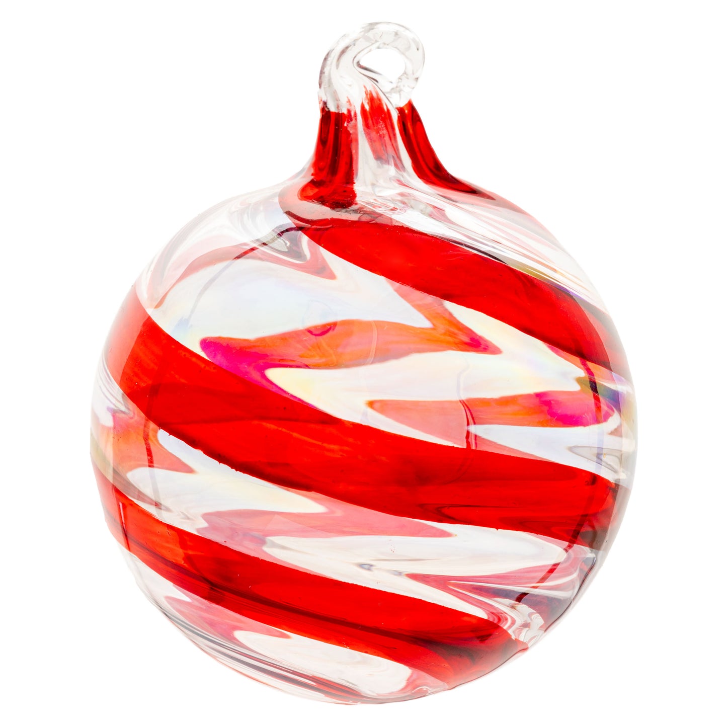 Clear Candy Stripe Ball Glass Ornament