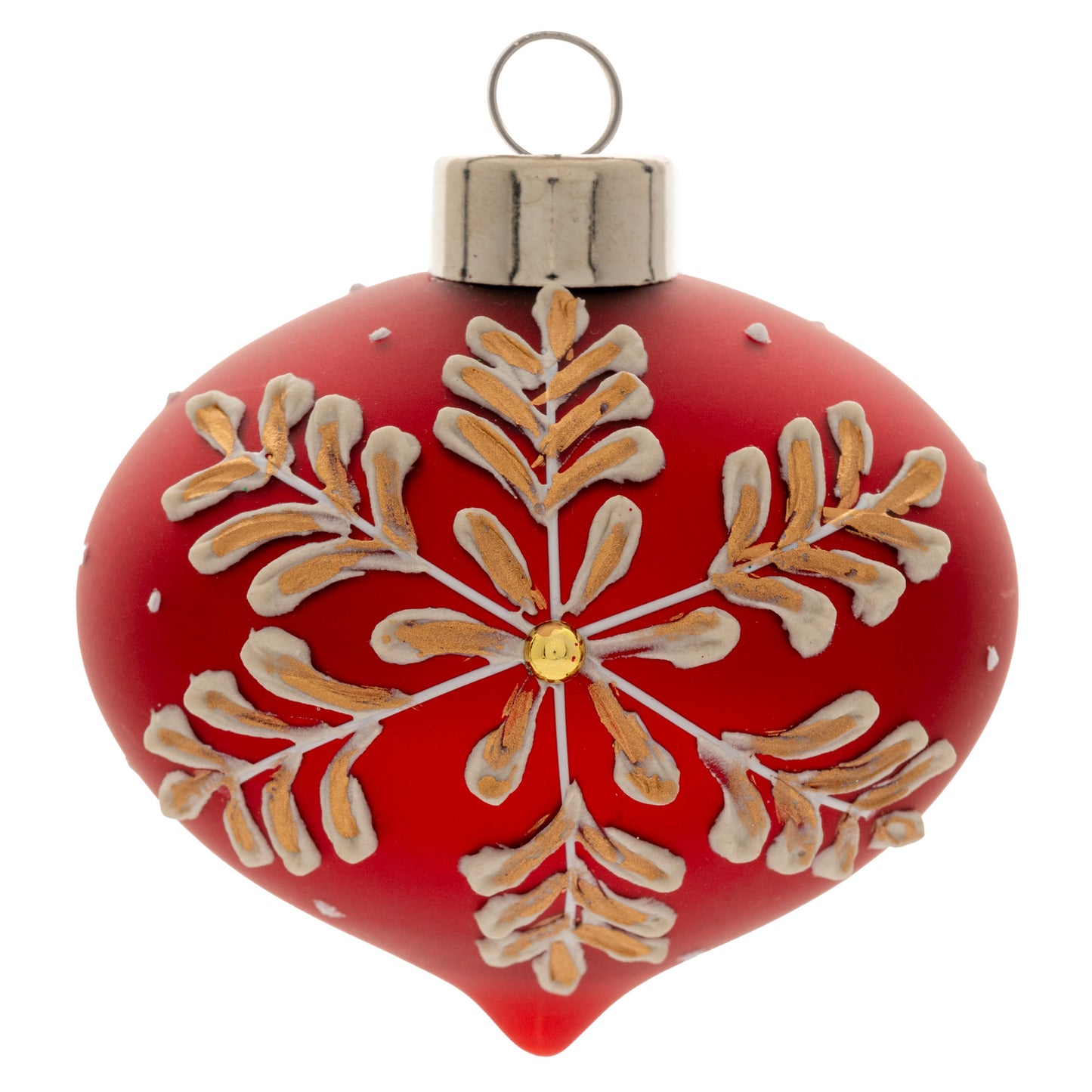 Red Matte Snowflake Drop Glass Ornament