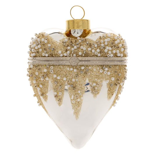 Silver Heart Locket Glass Ornament