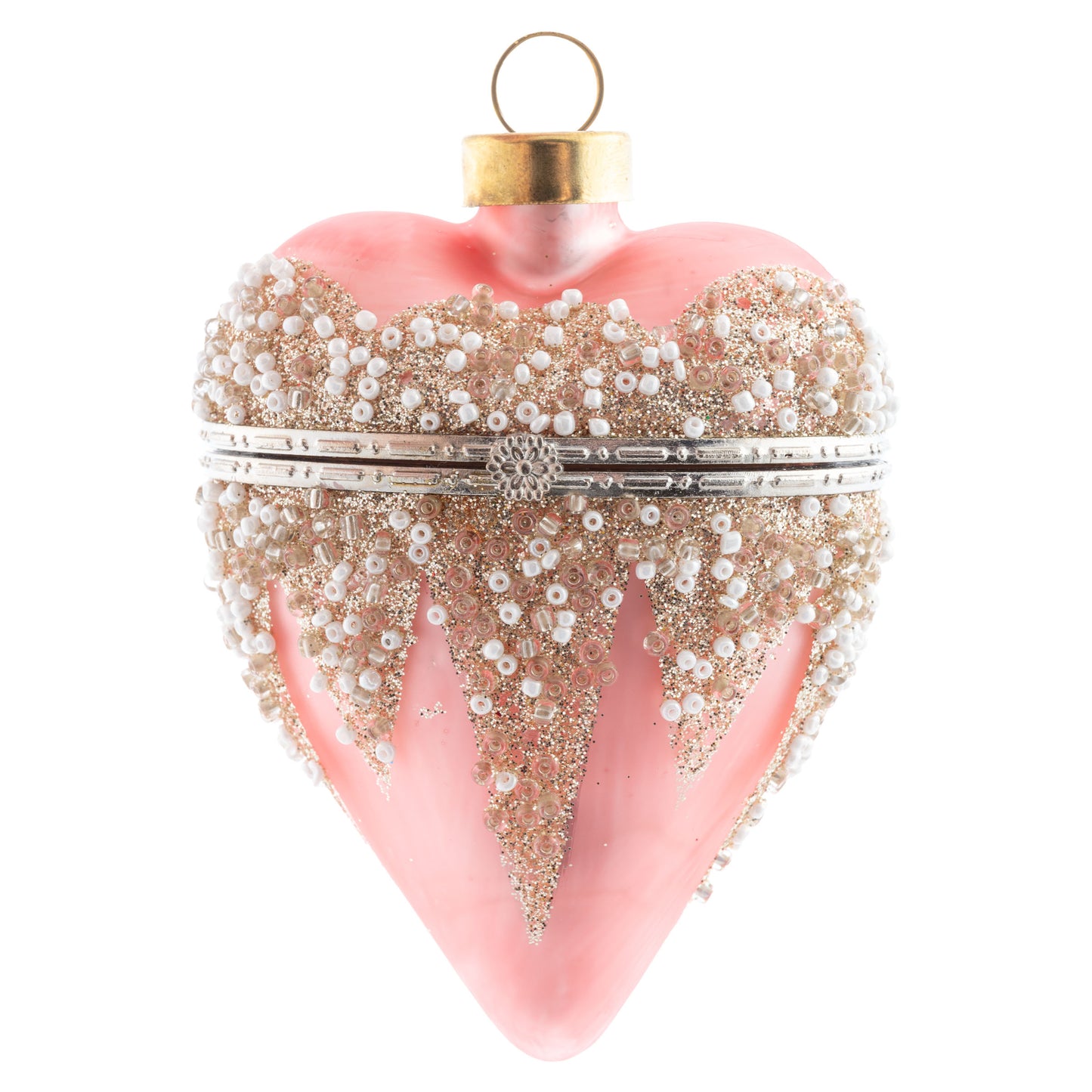Pink Heart Locket Glass Ornament