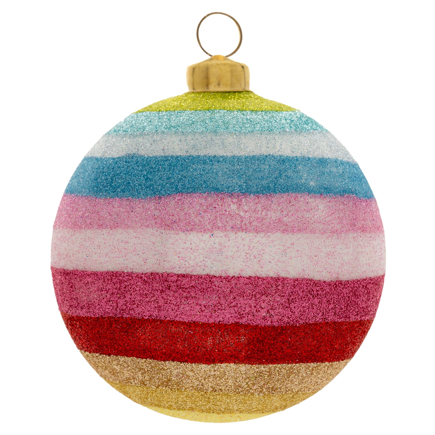 Rainbow Stripe Ball Glass Ornament