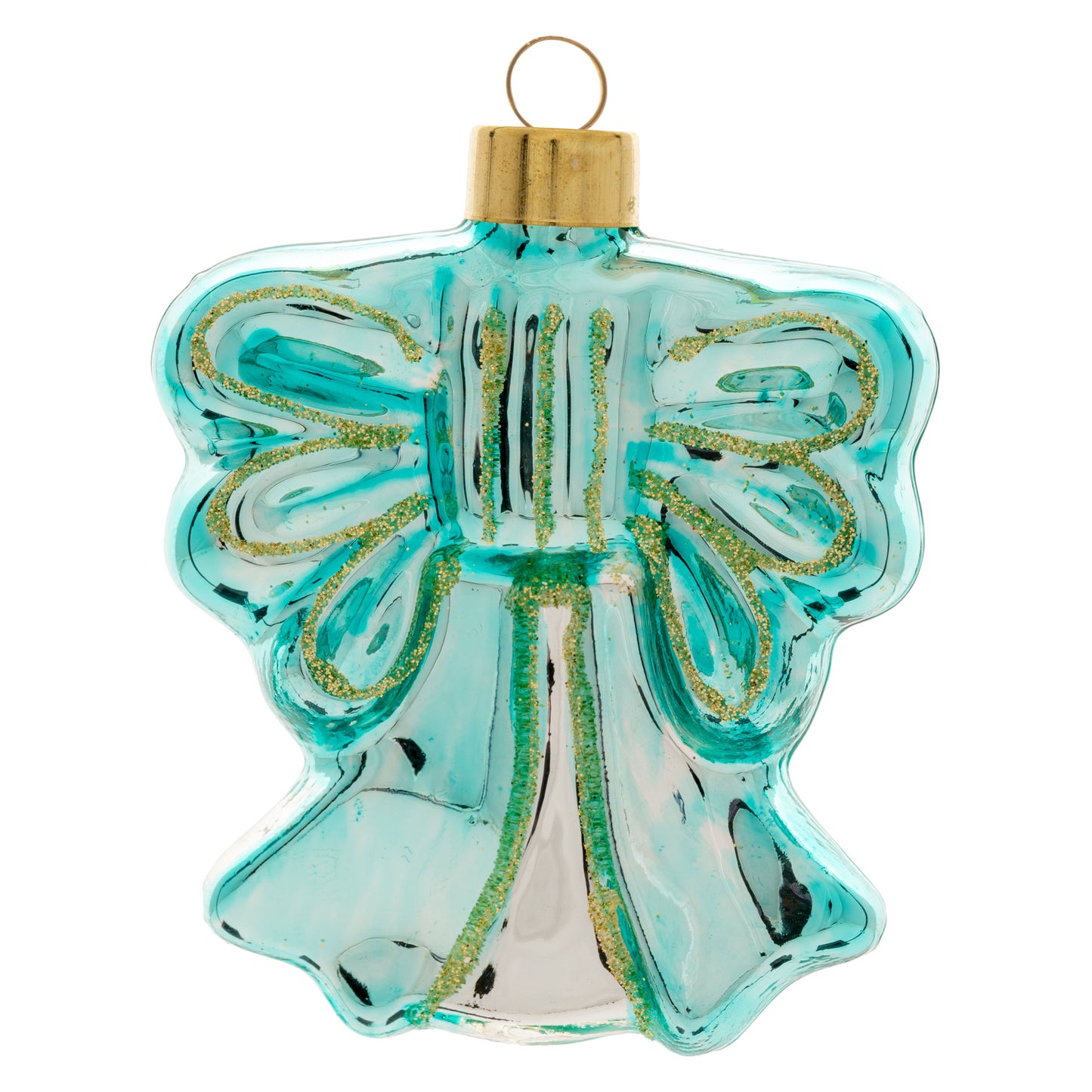 Blue Bow Glass Ornament