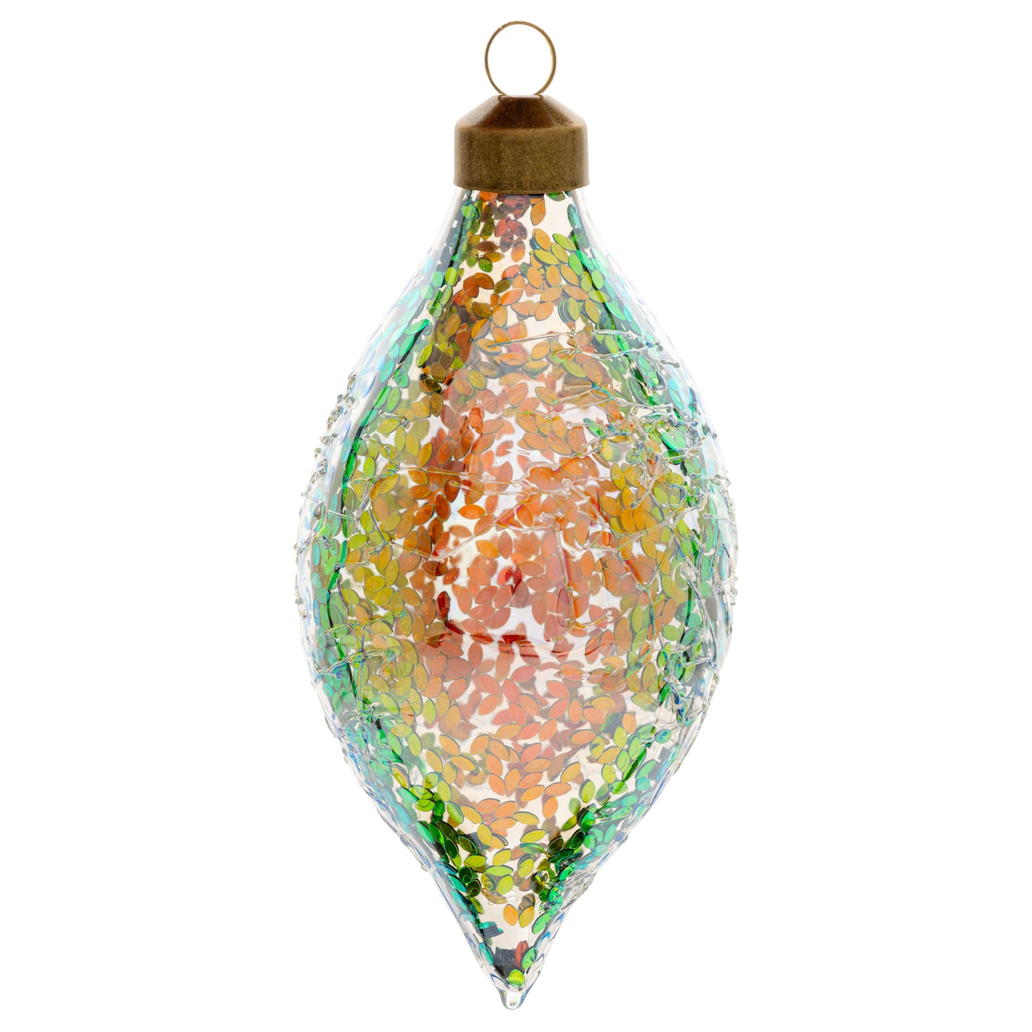 Iridescent Crackle Teardrop Glass Ornament