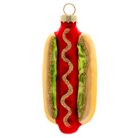 Hot Dog Glass Ornament