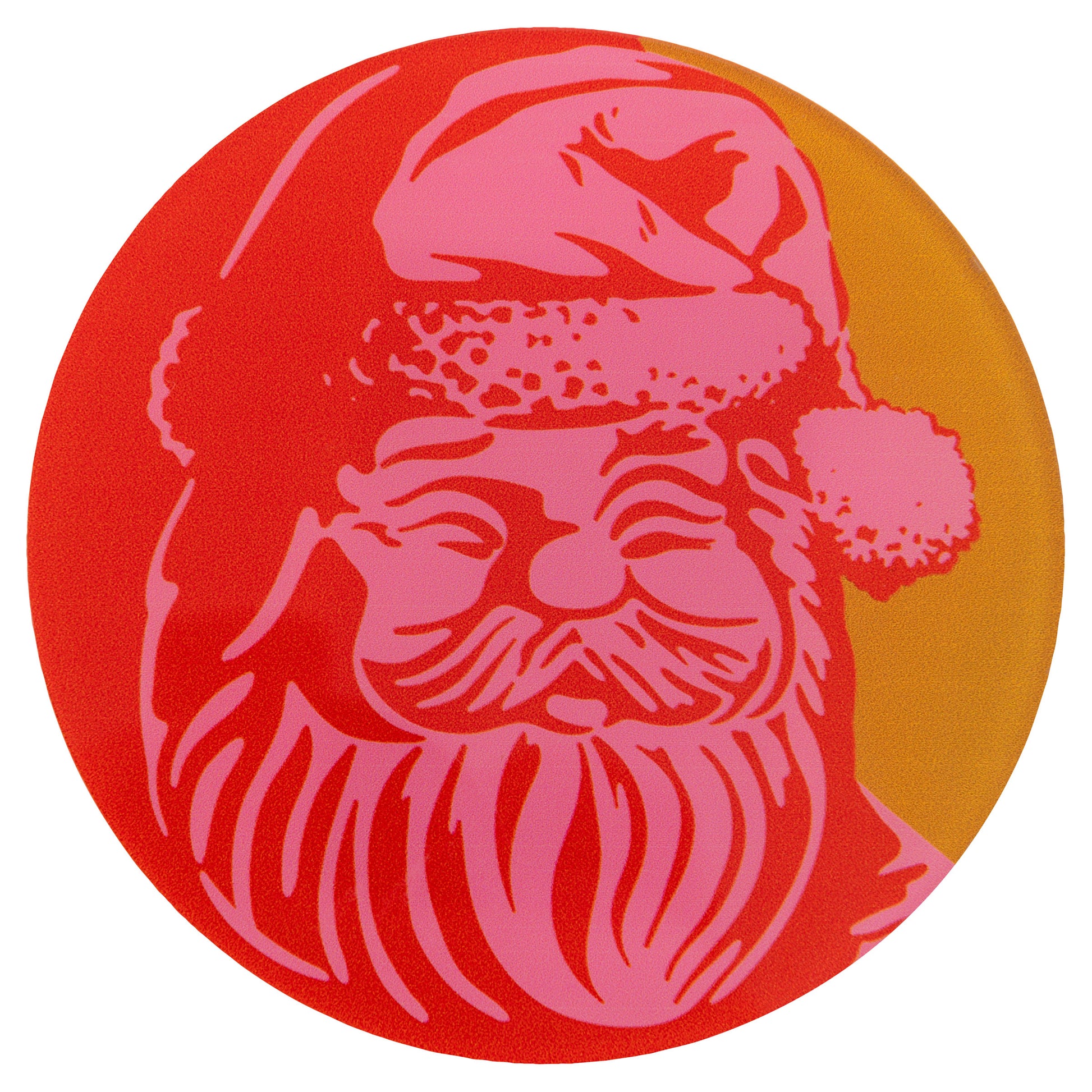 Retro Santa Acrylic Coaster pink Santa coaster design.