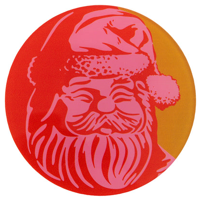 Retro Santa Acrylic Coaster pink Santa coaster design.