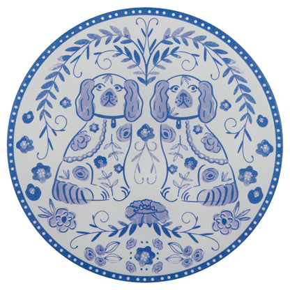 Blue & White Acrylic Coasters two dogs design view. 