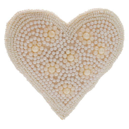 White Pearl Heart Beaded Ornament