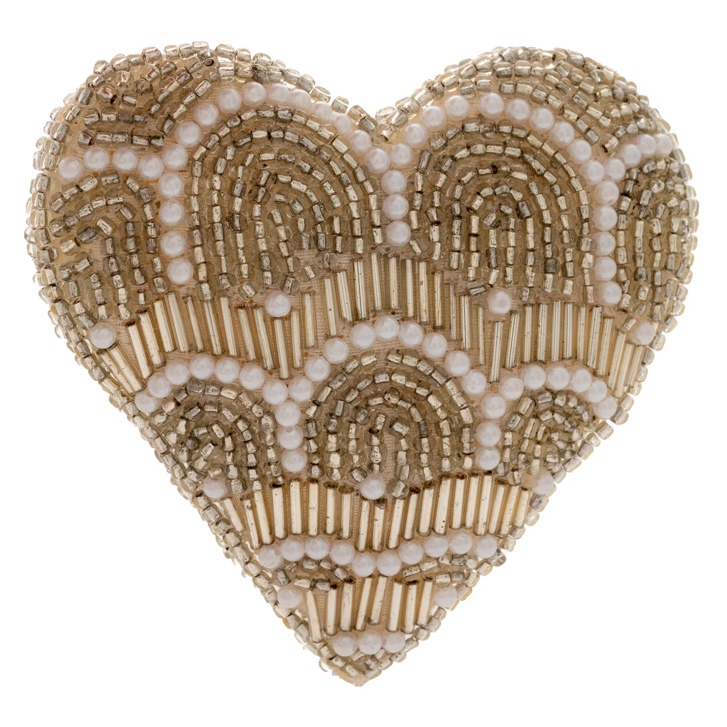 Silver Pearl Heart Beaded Ornament