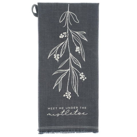 Mistletoe Embroidered Cotton Dinner Napkins